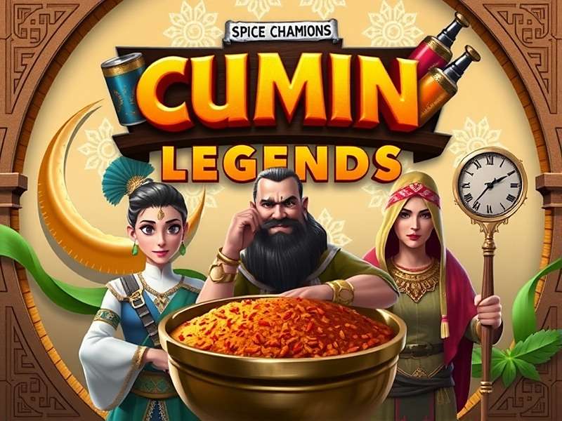 Cumin Legends Spice Champions Official Cover Cumin Legends Spice Champions game cover featuring various spice warriors and Indian culinary elements